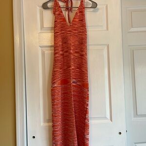 Sunset (Orange/Maroon/White) Halter Maxi Bodycon Beach Dress